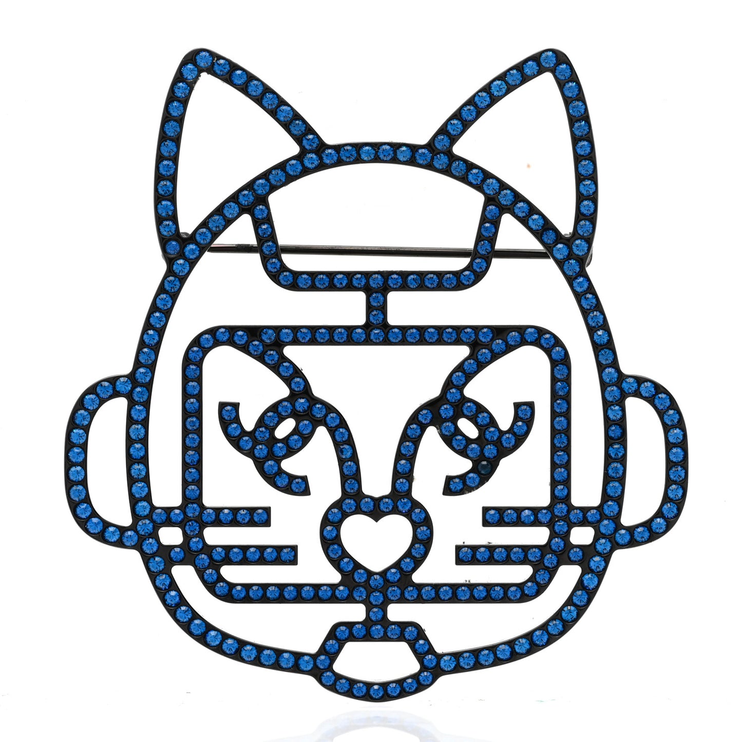 Strass Crystal Emoji Robot Cat Brooch Blue