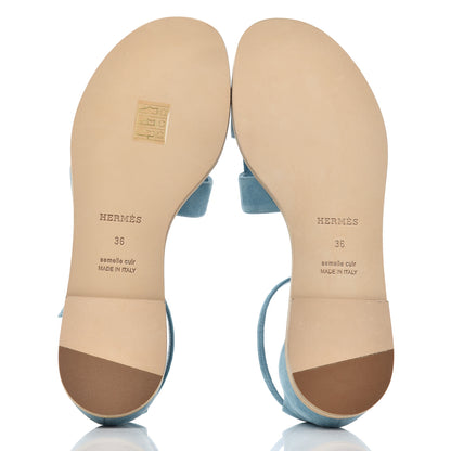 Hermes Suede Goatskin Santorini Sandals 36 5 of 9