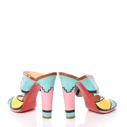 Christian Louboutin Suede Zunika 120 Slide Sandals 38 Turquoise Multicolor 19 of 20