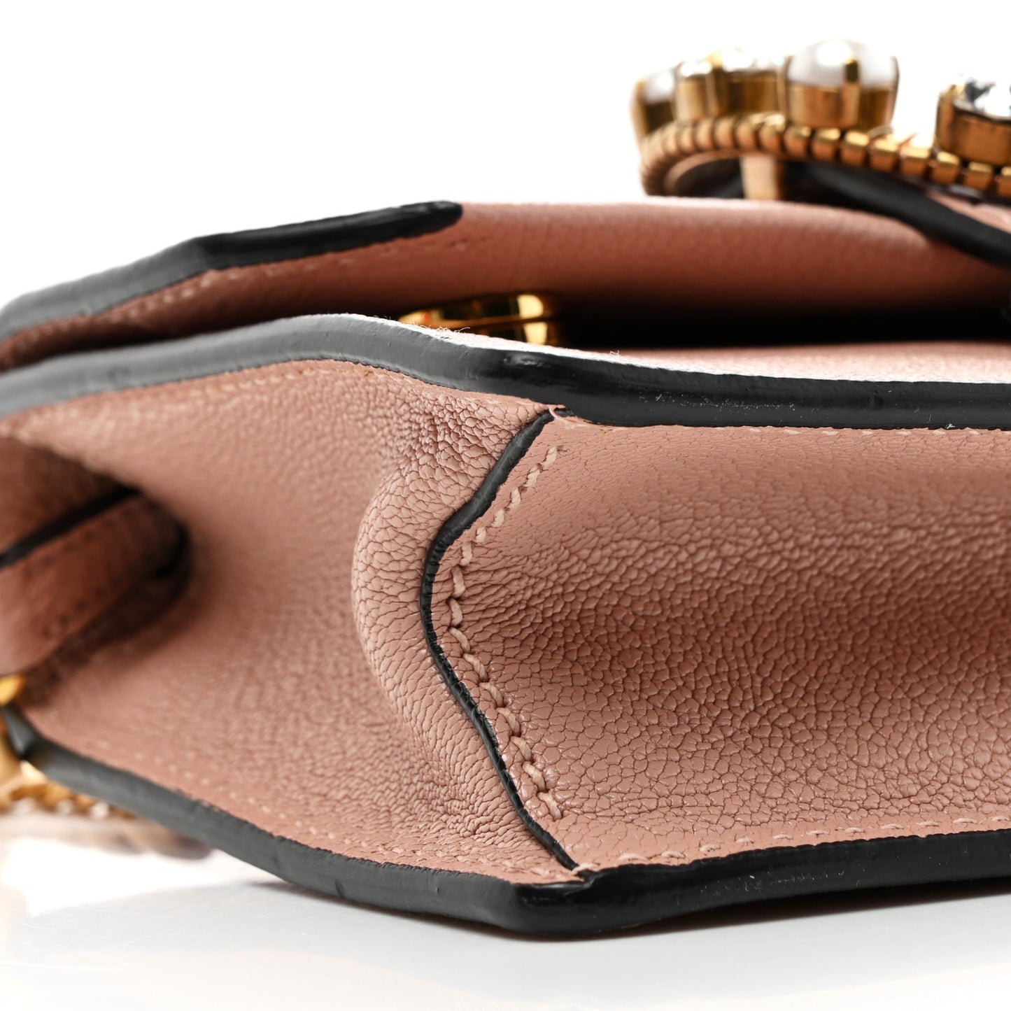 Goatskin Madras Soft Calfskin Crystal Pearl Embellished Shoulder Bag Orchidea