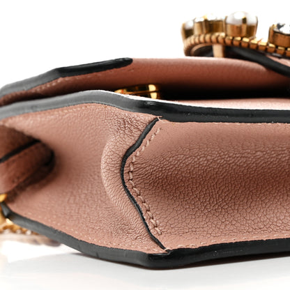 Miu Miu Goatskin Madras Soft Calfskin Crystal Pearl Embellished Shoulder Bag Orchidea 9 of 14