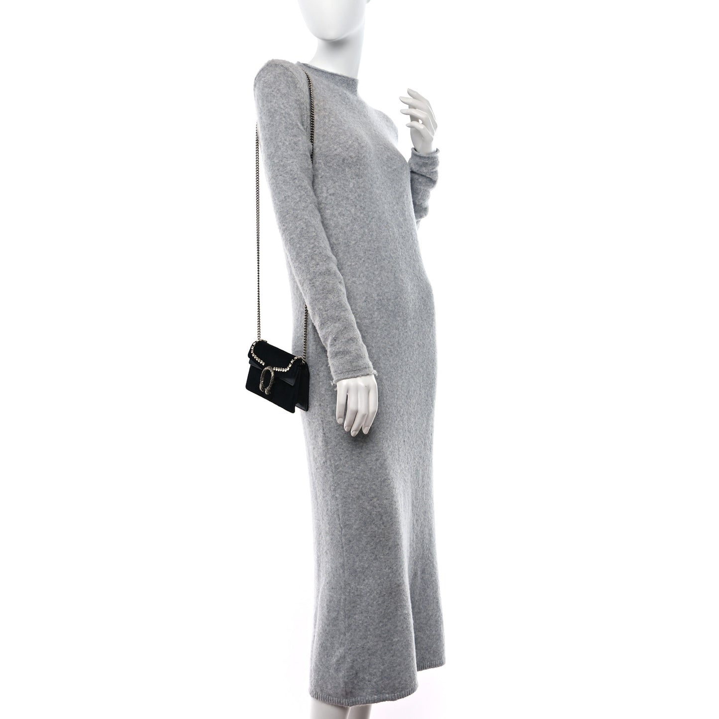 Velvet Crystal Super Mini Dionysus Shoulder Bag Black