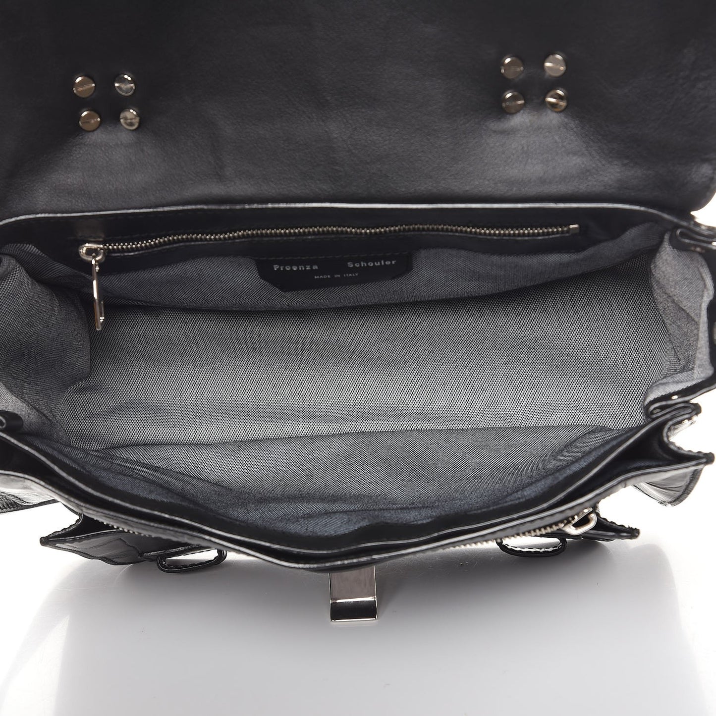 Calfskin Crocodile Embossed Medium PS1 Satchel Black