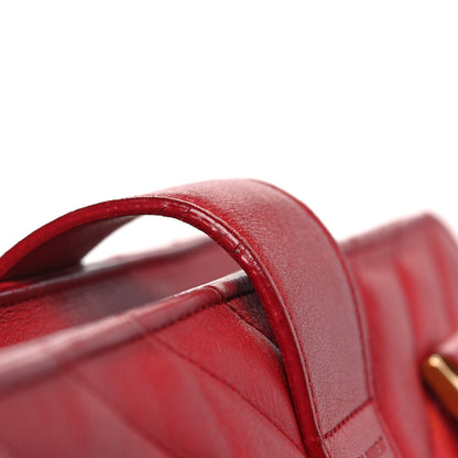 Saint Laurent Calfskin Matelasse Chevron Small Monogram Cabas Lipstick Red 11 of 14