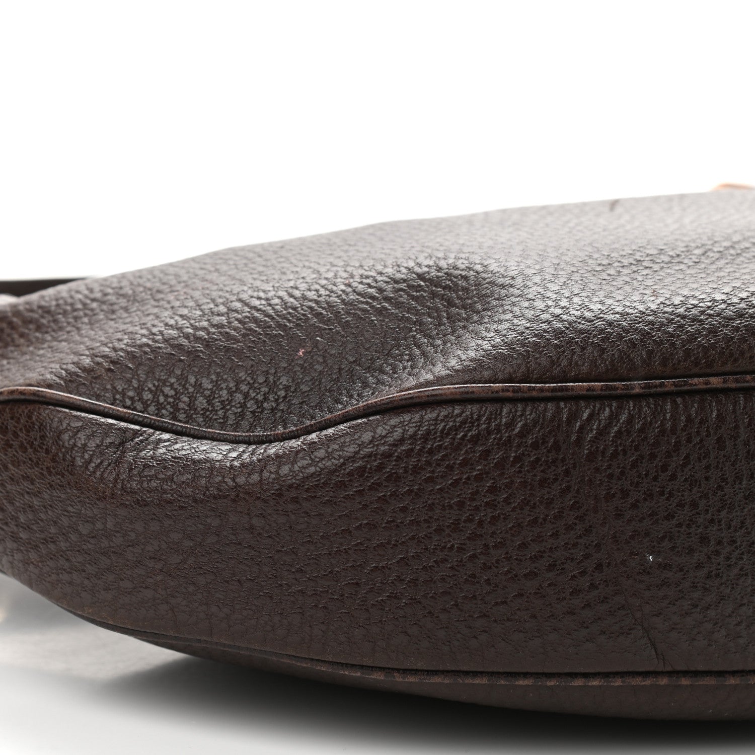 Gucci Pebbled Calfskin Half Moon Bamboo Ring Hobo Dark Brown 8 of 19