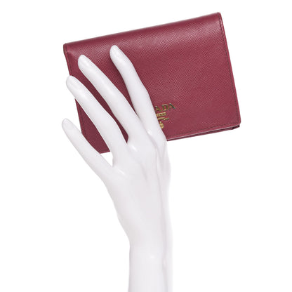 Prada Saffiano Metal Bi-Fold Wallet Ibisco 2 of 11