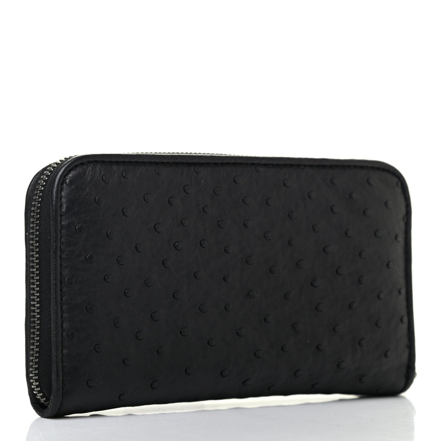 Ostrich Zip Around Wallet Black