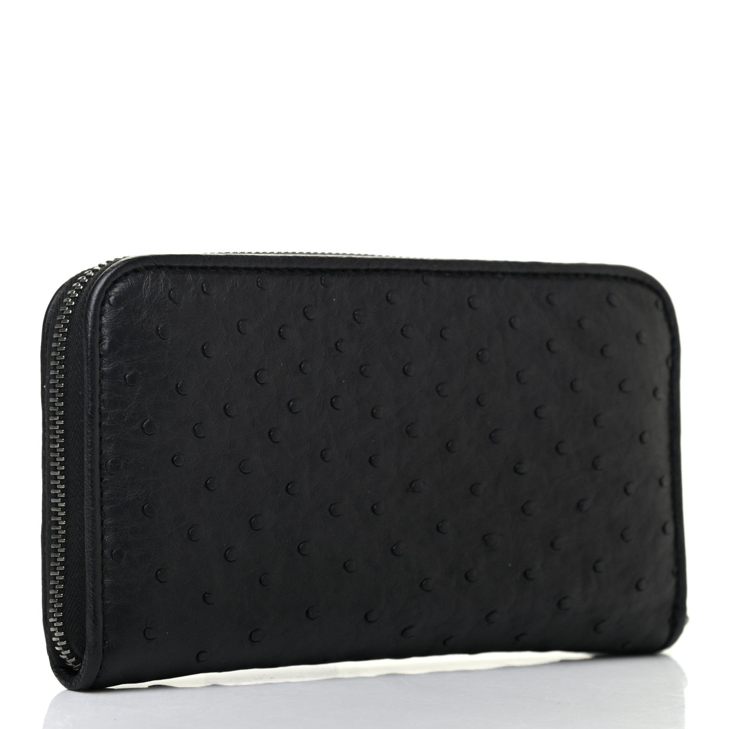 Bottega Veneta Ostrich Zip Around Wallet Black 3 of 8
