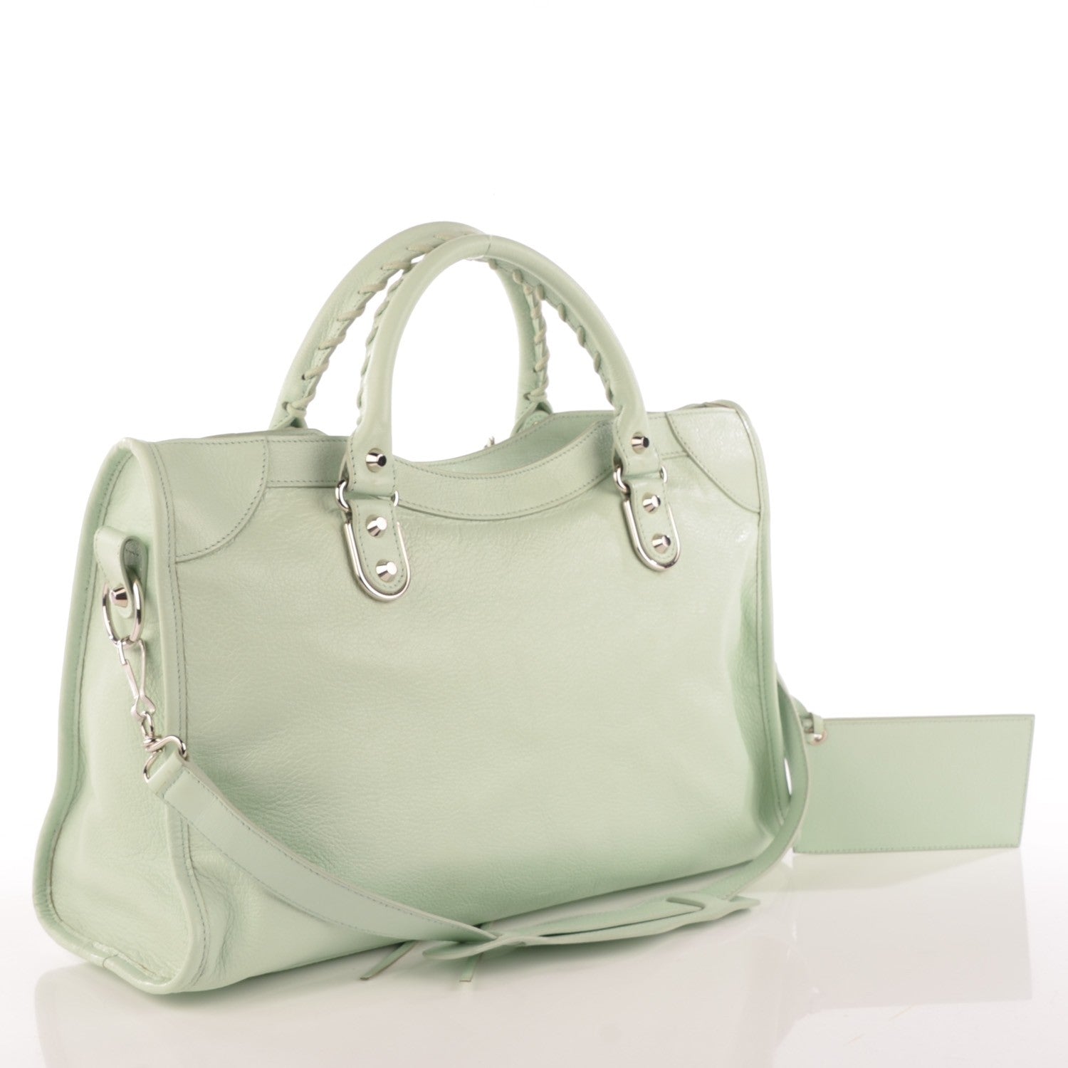 Balenciaga Chevre Silver Metallic Edge Hardware City Vert Anis 3 of 9