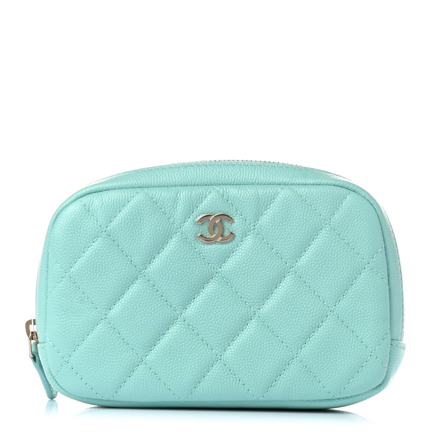 Chanel Caviar Quilted Small Curvy Pouch Cosmetic Case Light Blue 1 of 8