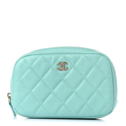 Chanel Caviar Quilted Small Curvy Pouch Cosmetic Case Light Blue 1 of 8