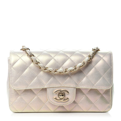 Chanel Iridescent Lambskin Quilted Mini Rectangular Flap Ivory 1 of 11