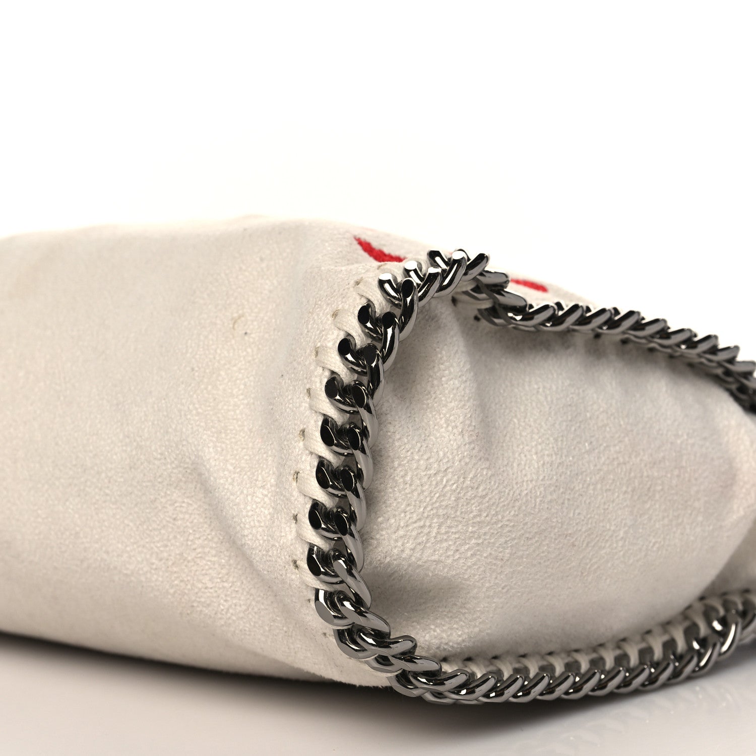 Stella McCartney X ED CURTIS Shaggy Deer Logo Embroidered Mini Falabella Fold Over Tote White 9 of 9