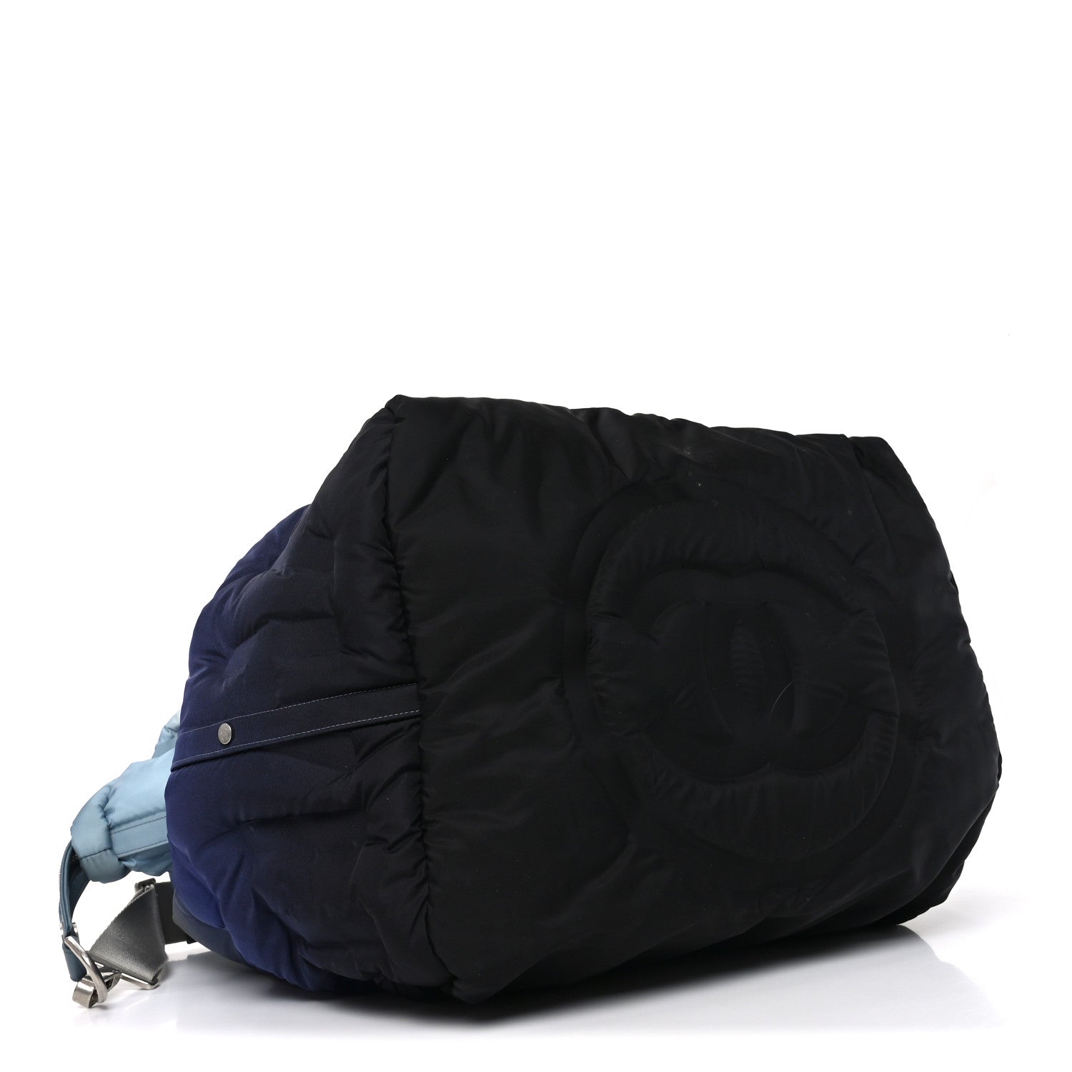Chanel Nylon Embossed Doudoune Bowling Bag Blue White 4 of 10