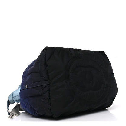 Chanel Nylon Embossed Doudoune Bowling Bag Blue White 4 of 10