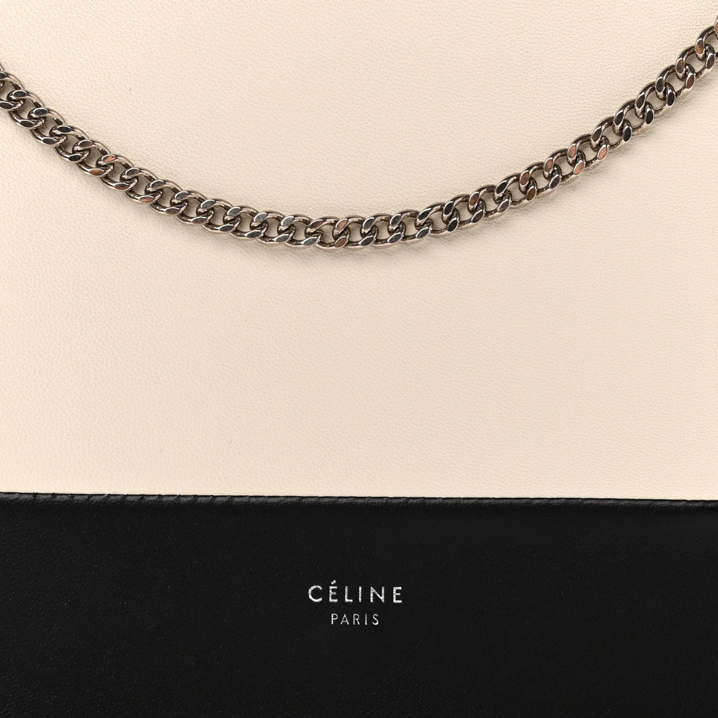 Smooth Lambskin Frame Evening Chain Clutch Black White