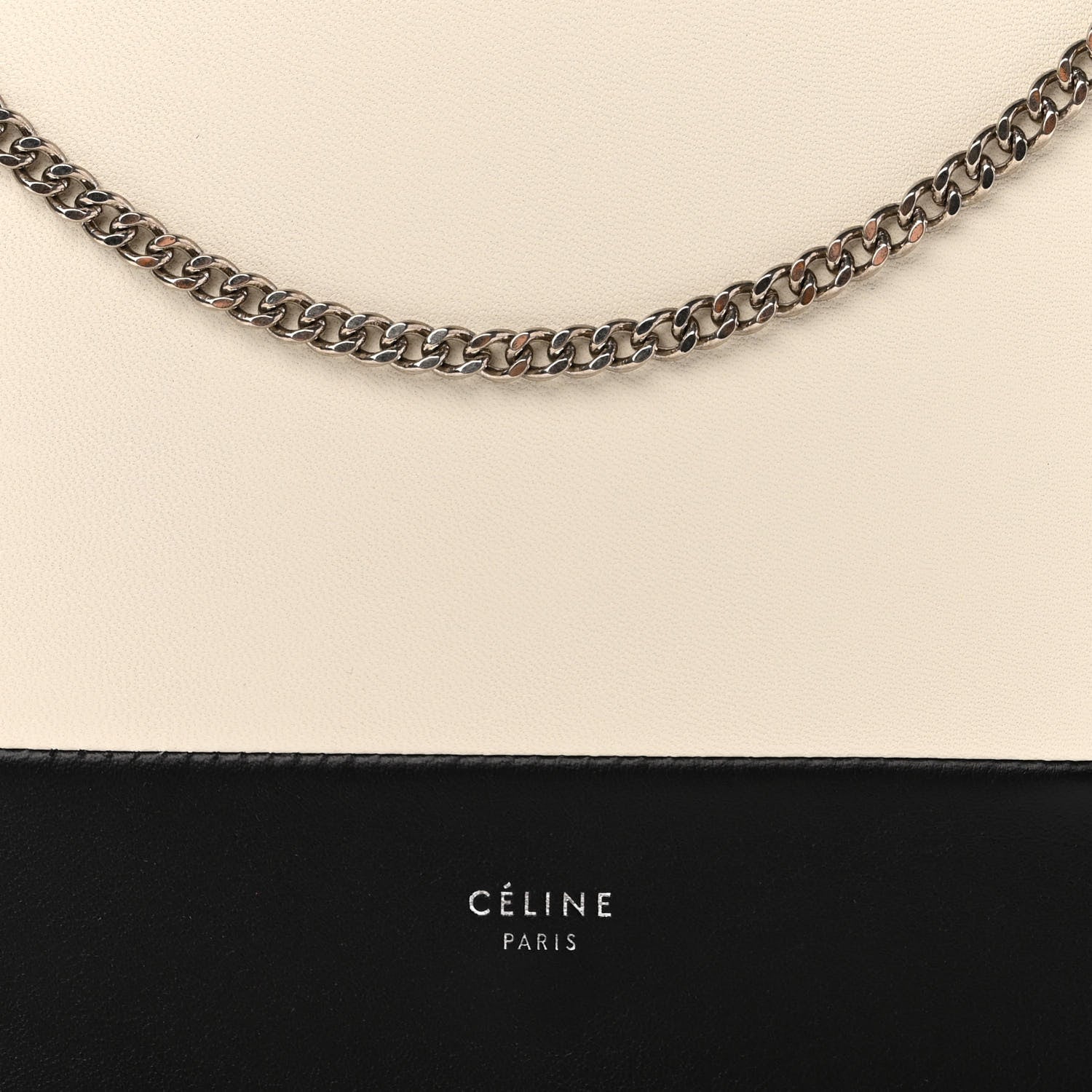 Celine Smooth Lambskin Frame Evening Chain Clutch Black White 9 of 11