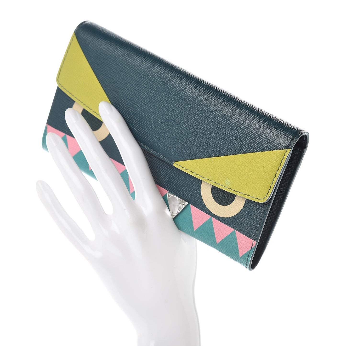 Vitello Crystal Tooth Monster Continental Wallet Oceano Multicolor