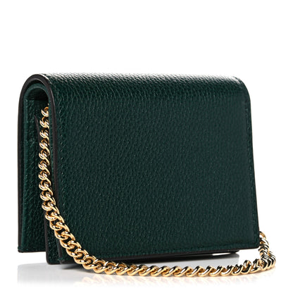 Gucci Grainy Calfskin Zumi Chain Card Case Wallet Vintage Green 3 of 10