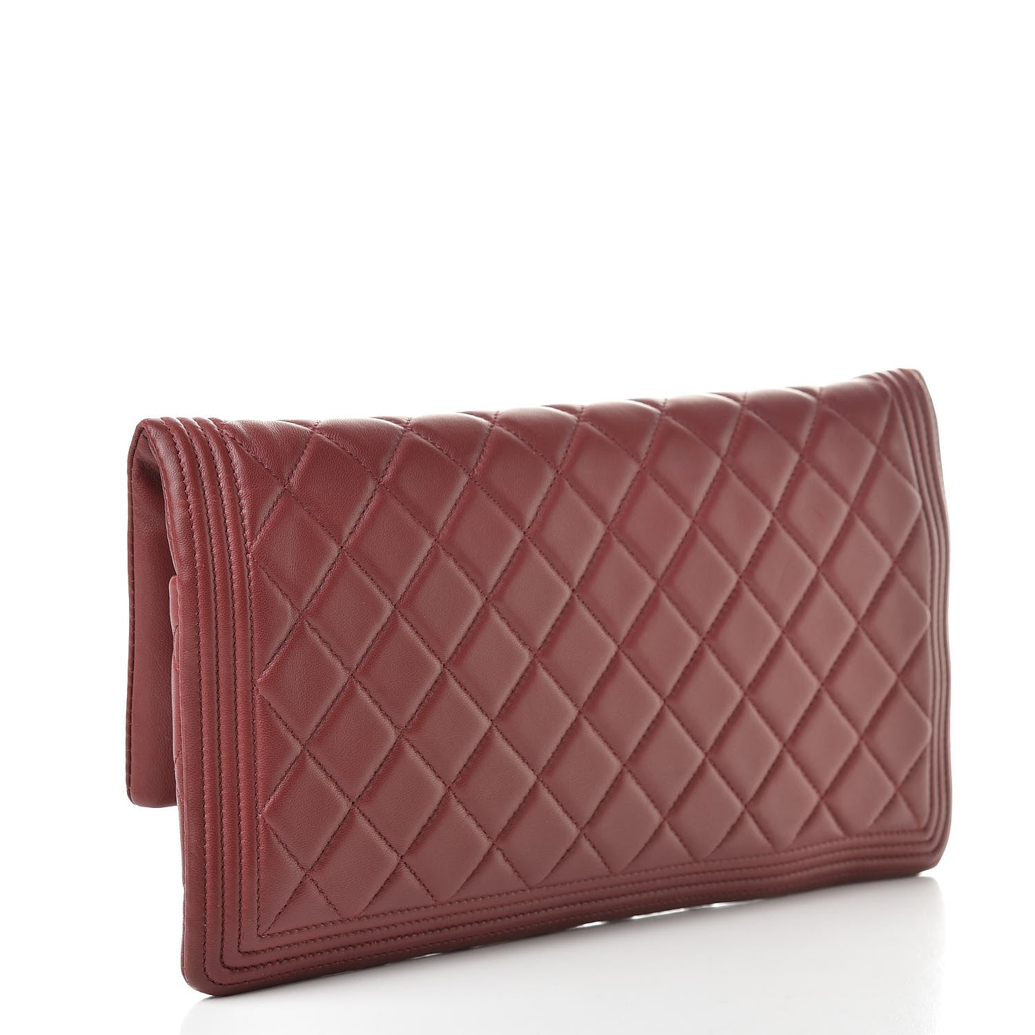 Chanel Lambskin Quilted Beauty CC Boy Clutch Red 3 of 12