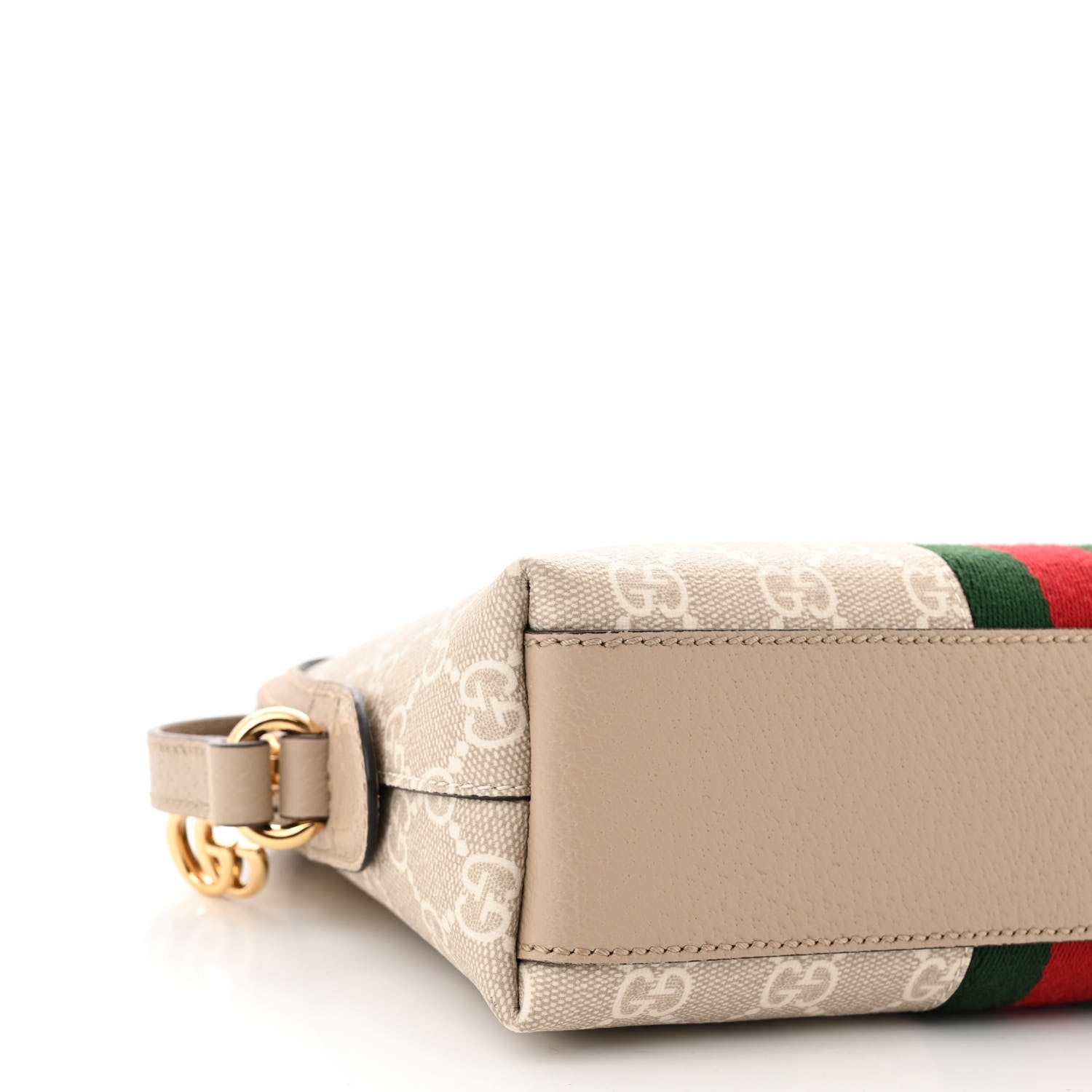 Gucci GG Supreme Monogram Textured Dollar Calfskin Web Small Ophidia Dome Shoulder Beige Mystic White Oatmeal 9 of 10