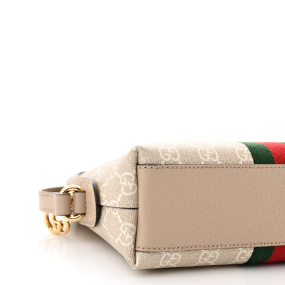 Gucci GG Supreme Monogram Textured Dollar Calfskin Web Small Ophidia Dome Shoulder Beige Mystic White Oatmeal 9 of 10