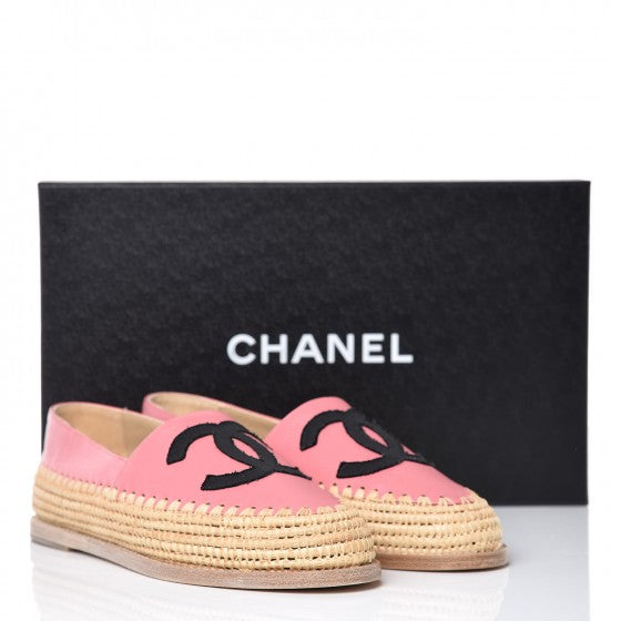 Chanel Lambskin Grosgrain CC Espadrilles 35 Pink Black 10 of 10