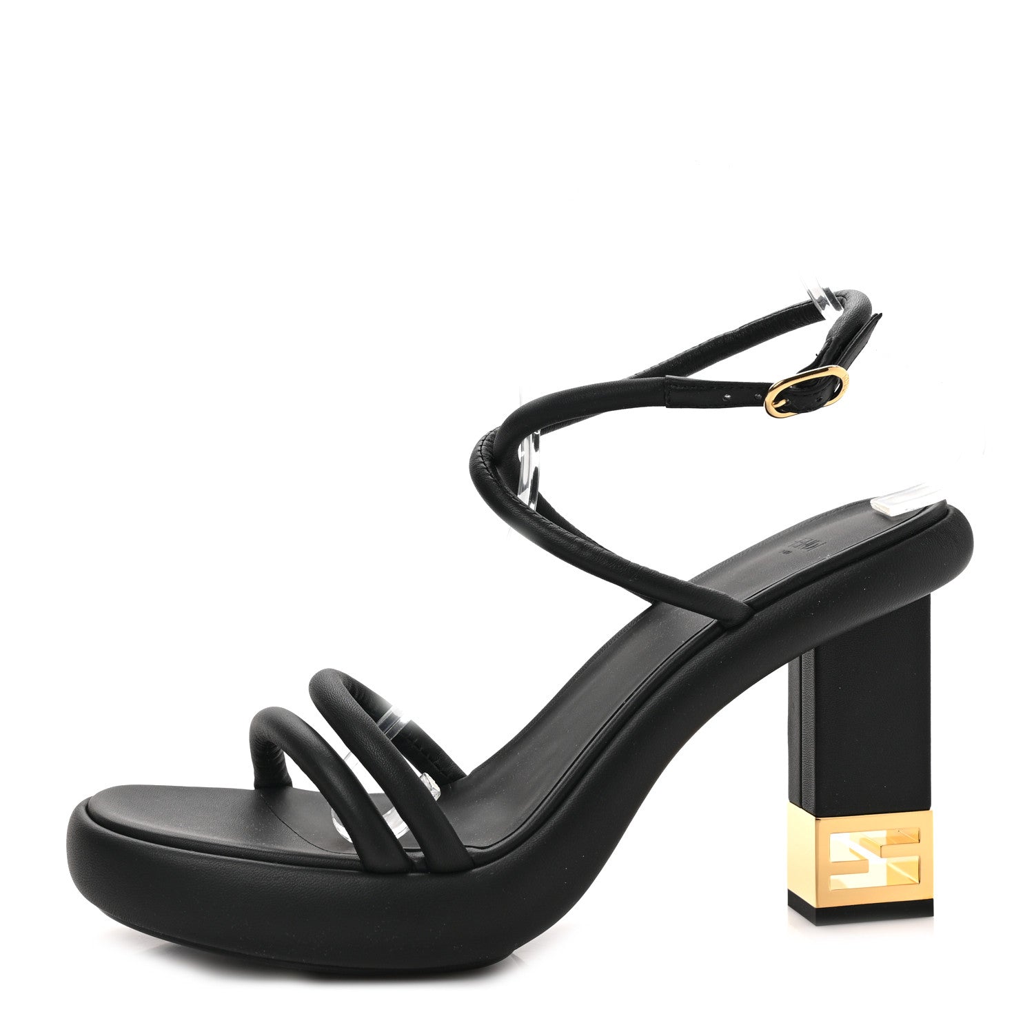 Fendi Nappa Baguette Ankle Strap 30/110mm Platform Sandals 40.5 Black 1 of 8