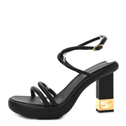 Fendi Nappa Baguette Ankle Strap 30/110mm Platform Sandals 40.5 Black 1 of 8