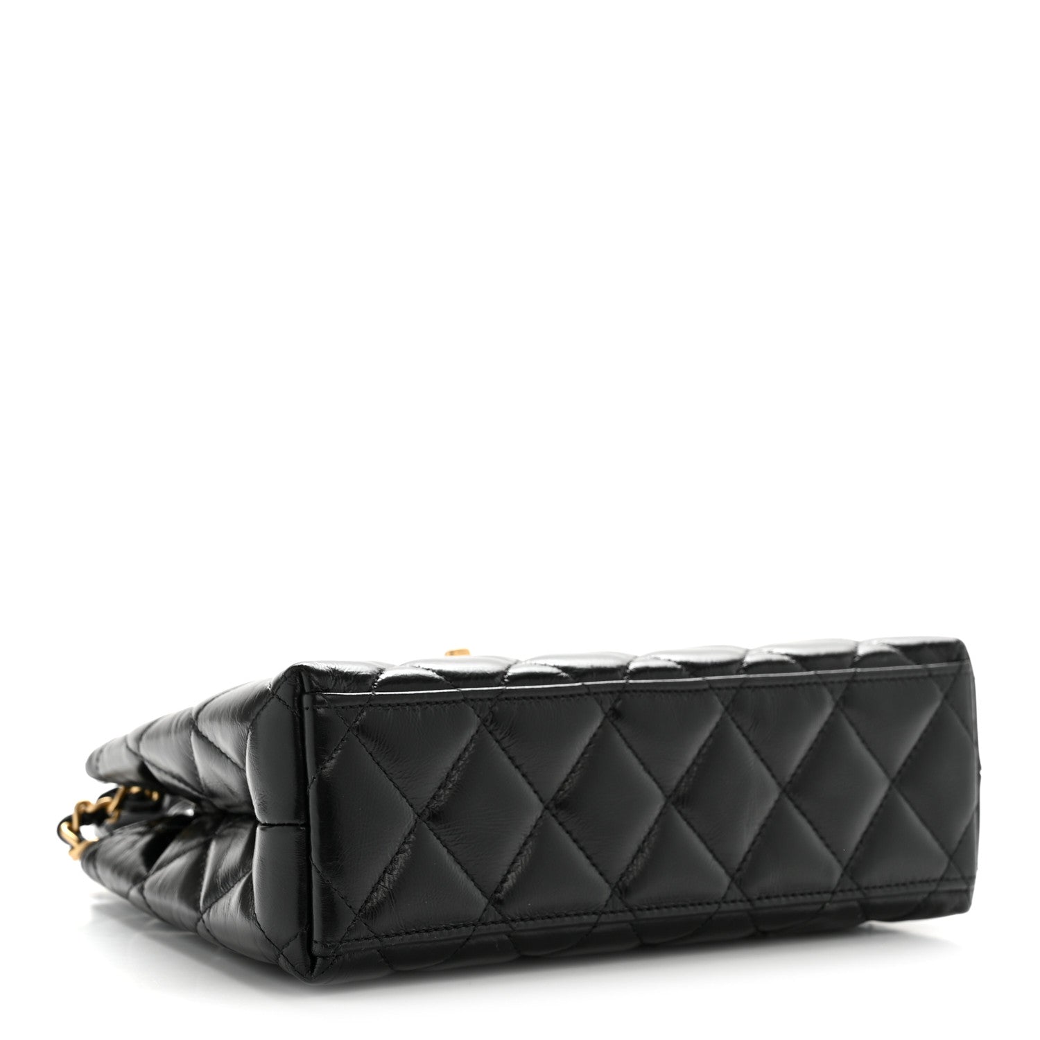 Chanel Shiny Aged Calfskin Quilted Nano Kelly Shopper Black 4 of 12