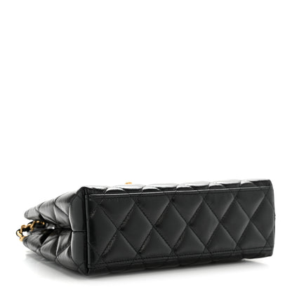 Chanel Shiny Aged Calfskin Quilted Nano Kelly Shopper Black 4 of 12