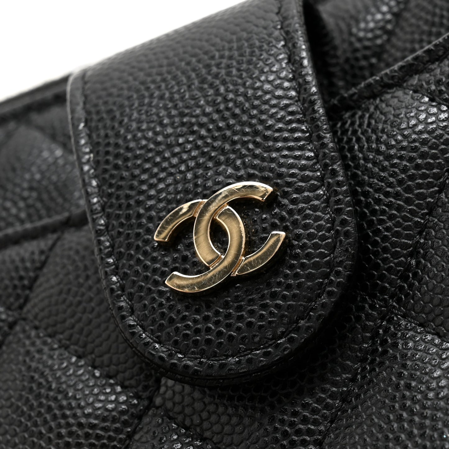 Caviar Quilted Phone Holder Zip Clutch Black