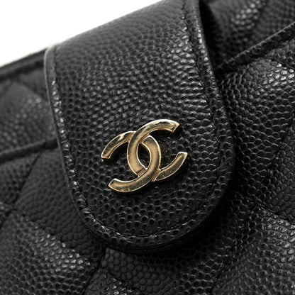 Chanel Caviar Quilted Phone Holder Zip Clutch Black 8 of 10