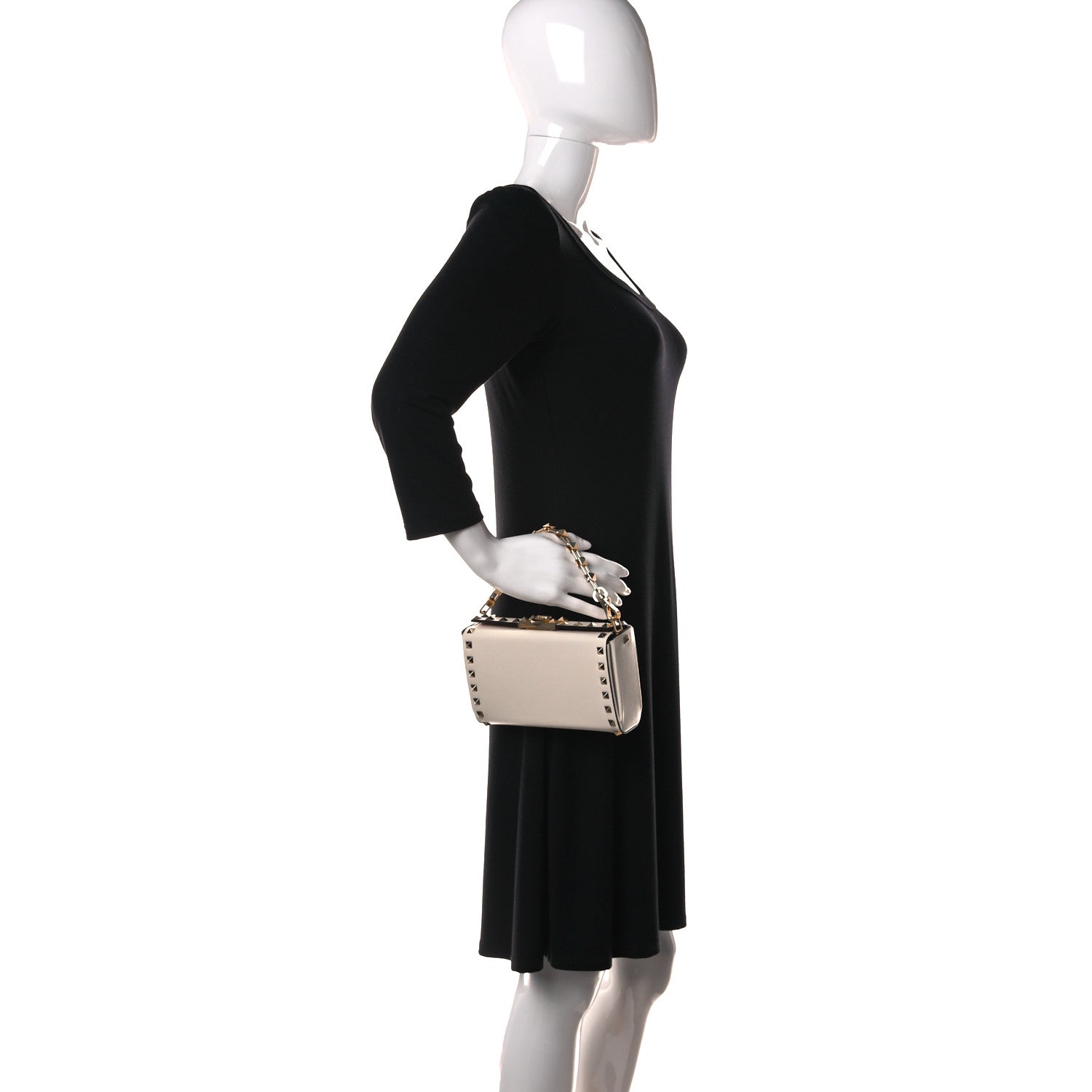 Valentino Garavani Grainy Calfskin Rockstud Clutch Light Ivory 2 of 13