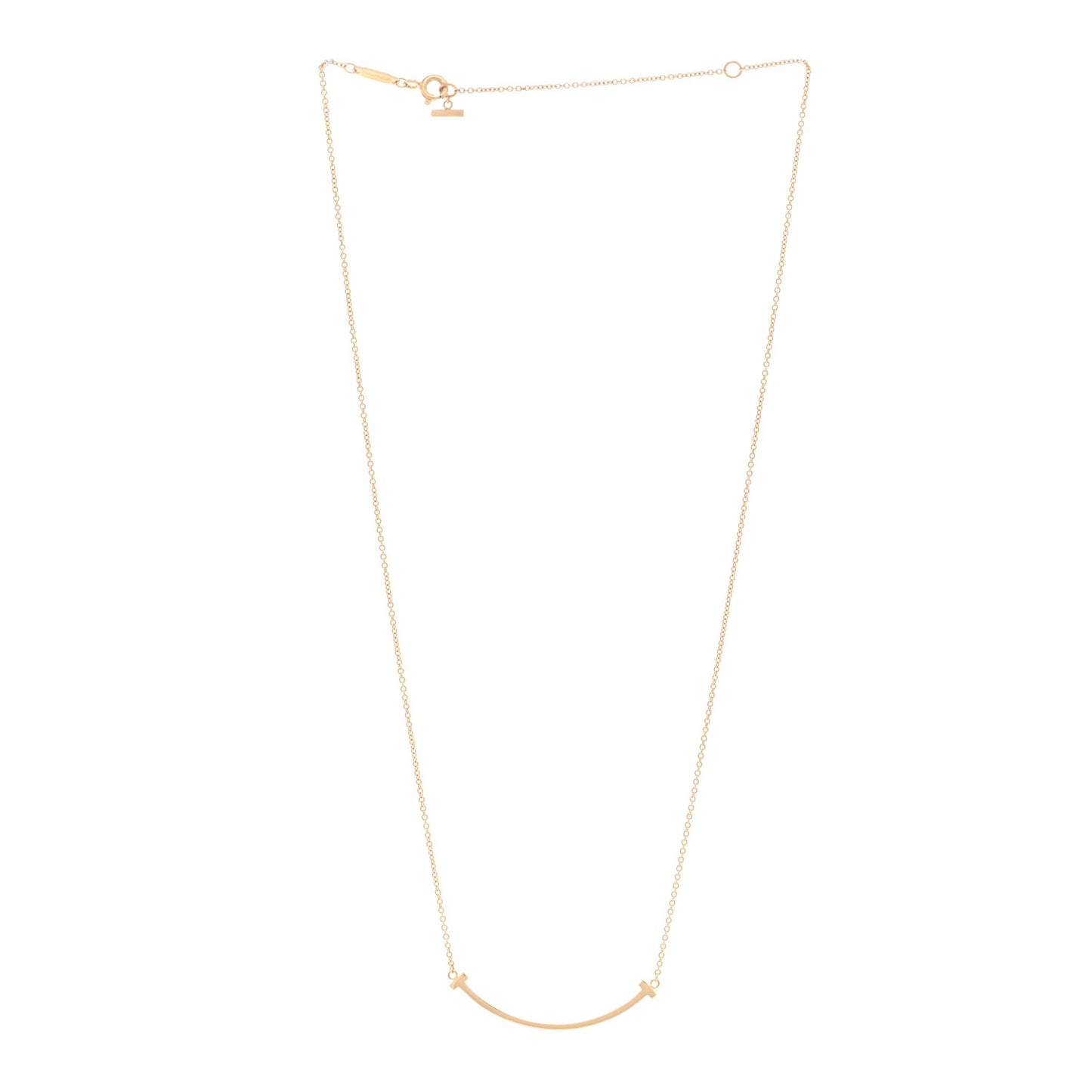 18K Yellow Gold Small T Smile Pendant Necklace