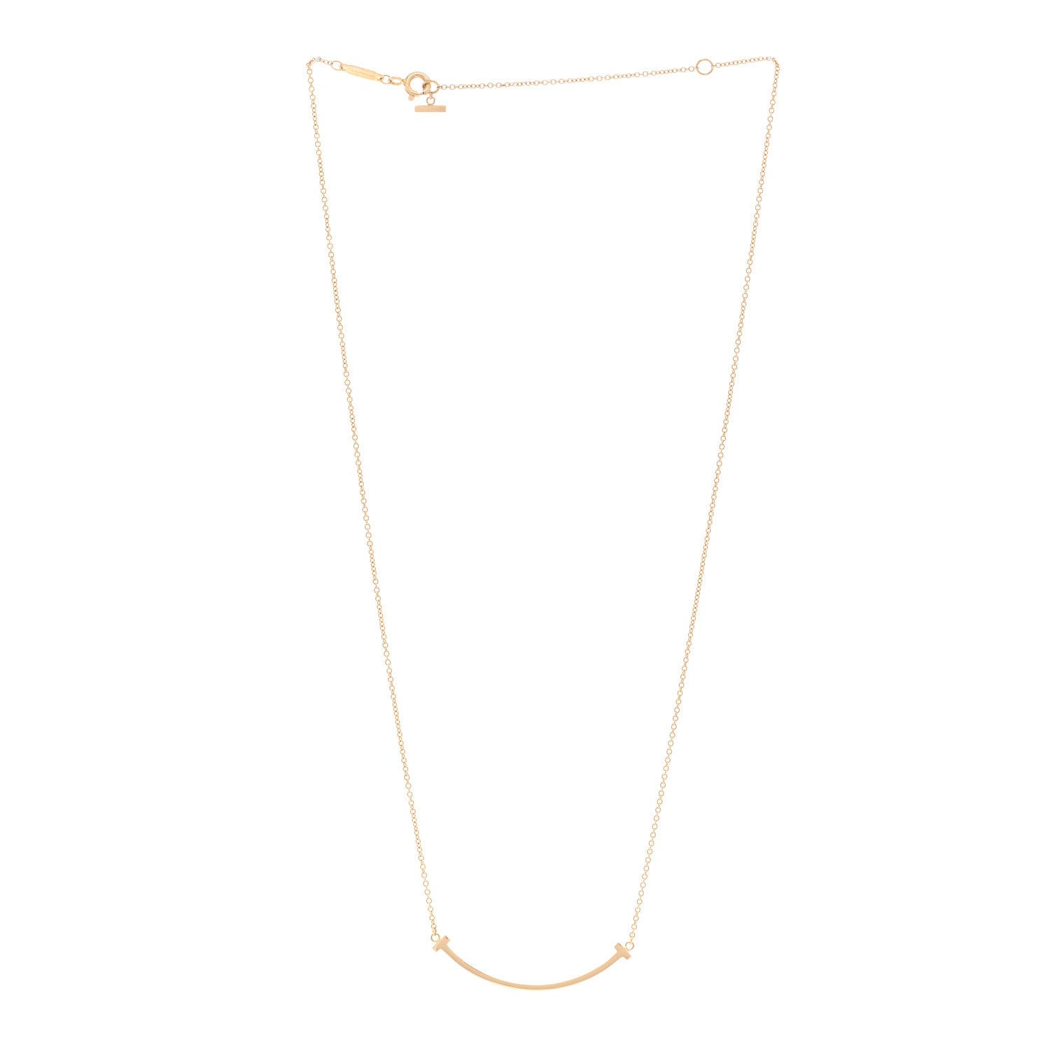Tiffany 18K Yellow Gold Small T Smile Pendant Necklace 3 of 4