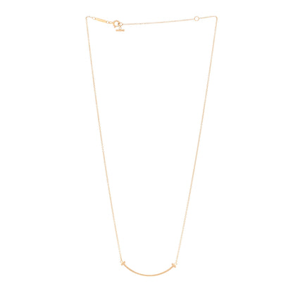 Tiffany 18K Yellow Gold Small T Smile Pendant Necklace 3 of 4