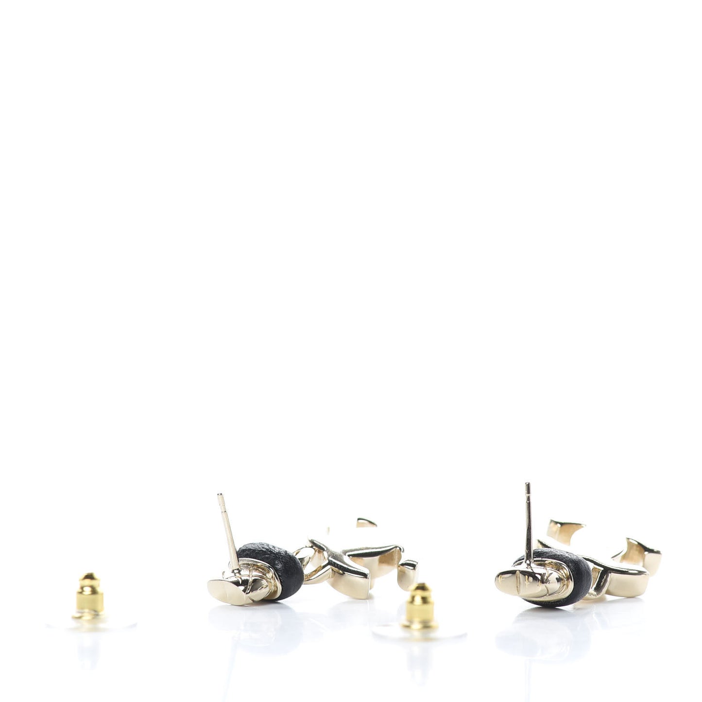 Lambskin CC Turnlock Drop Earrings Gold Black