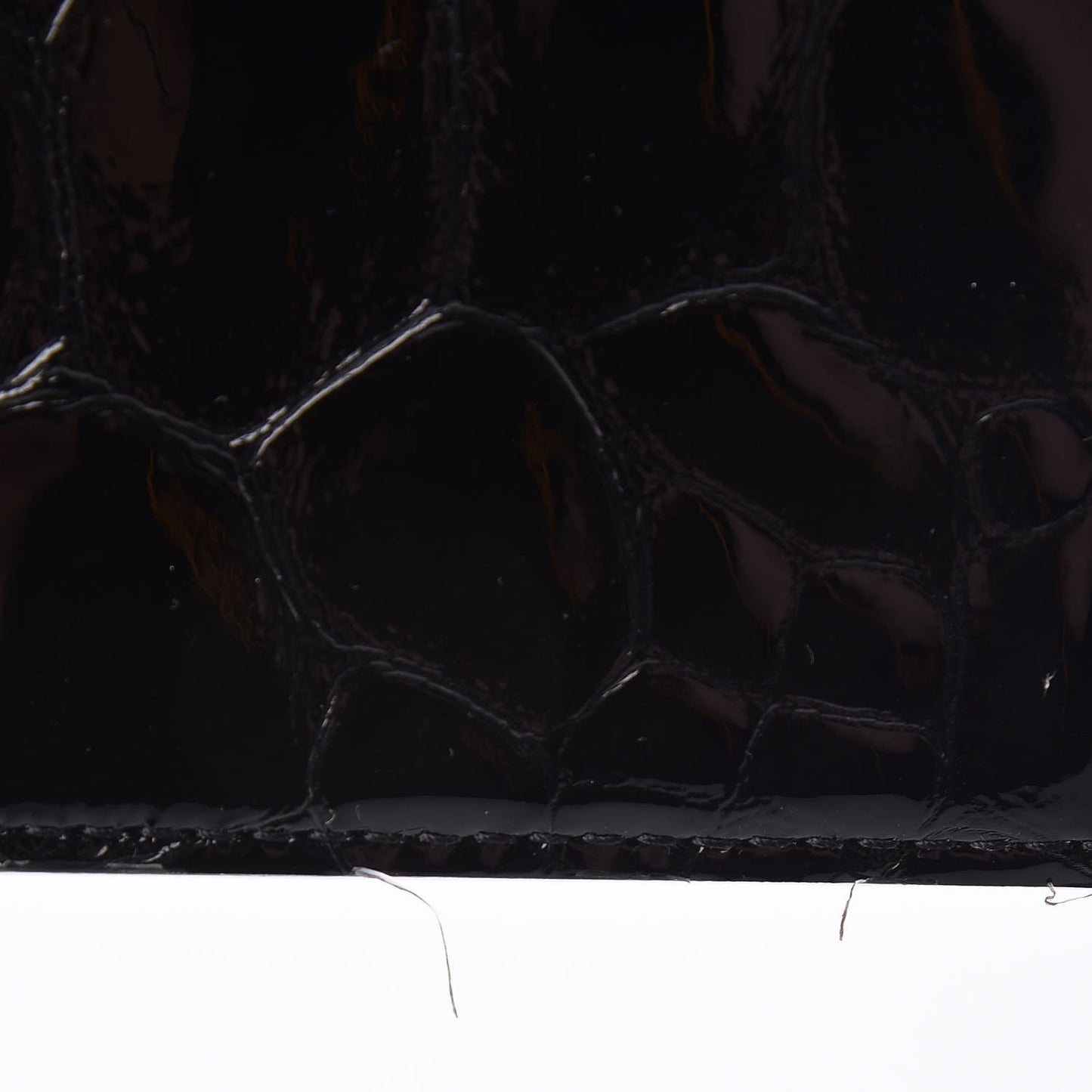 Patent Turtle Embossed Monogram Cassandra Clasp Bag Black