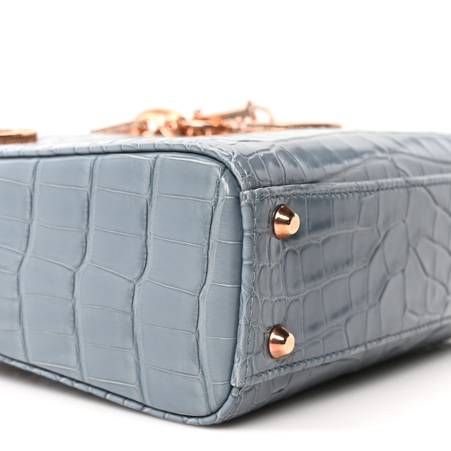 Christian Dior Alligator Crystal Mini Lady Dior Blue 9 of 10