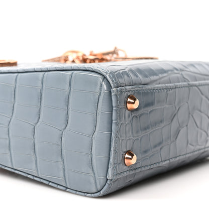 Christian Dior Alligator Crystal Mini Lady Dior Blue 9 of 10