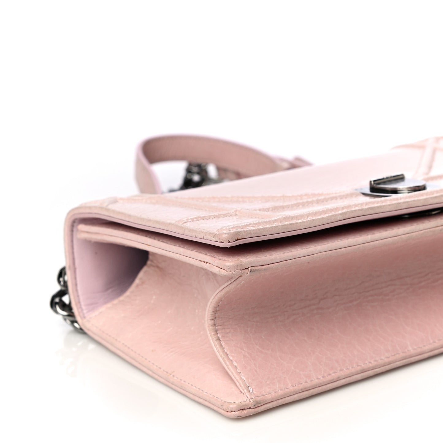 Ceramic Effect Deerskin Small Diorama Flap Bag Pink