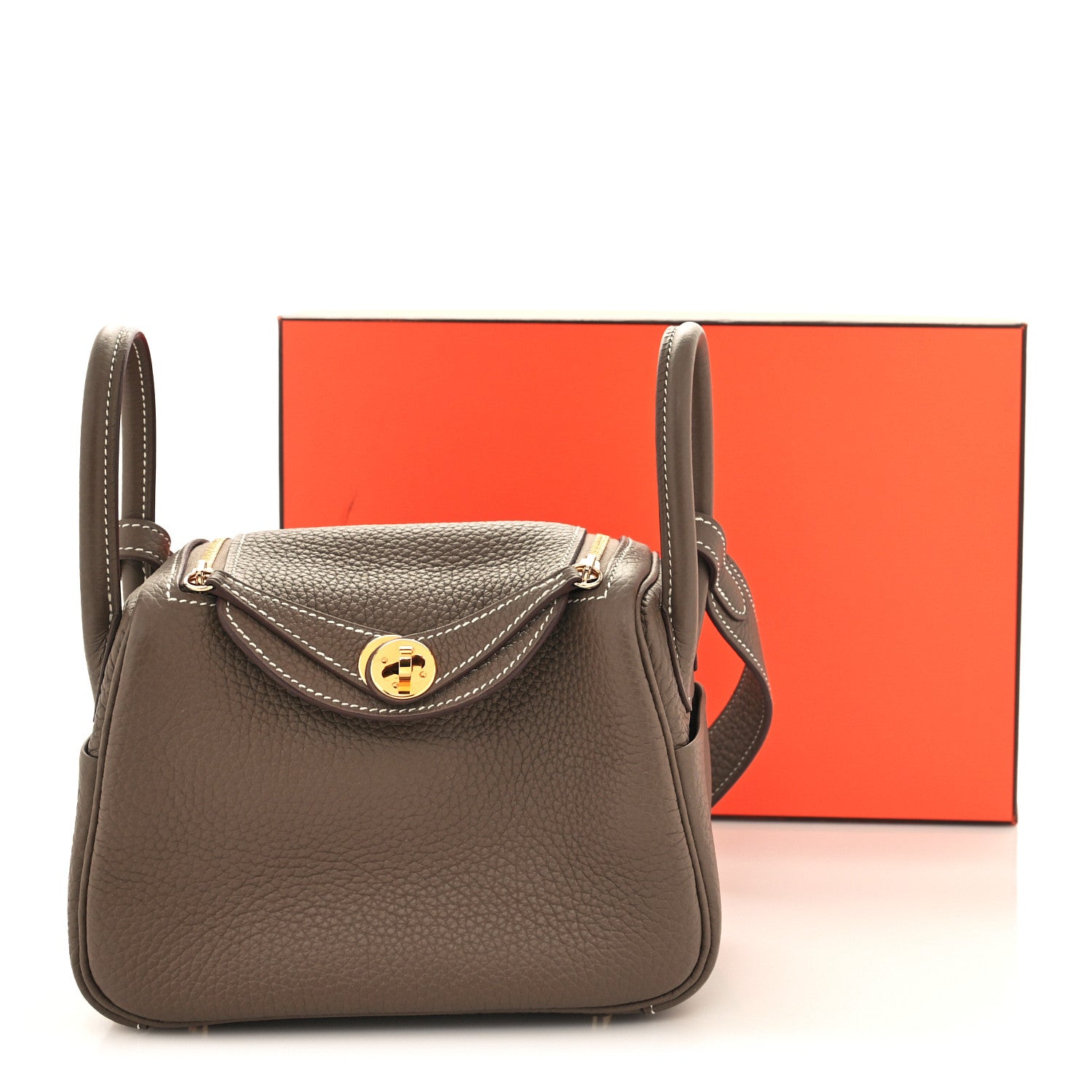 Hermes Taurillon Clemence Mini Lindy 20 Etoupe 11 of 11