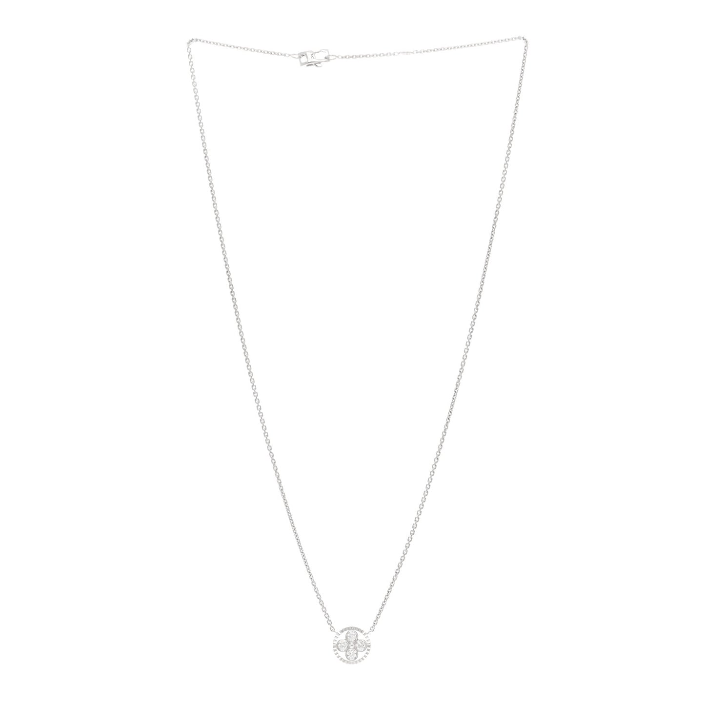 18K White Gold Diamond Blossom BB Pendant Necklace