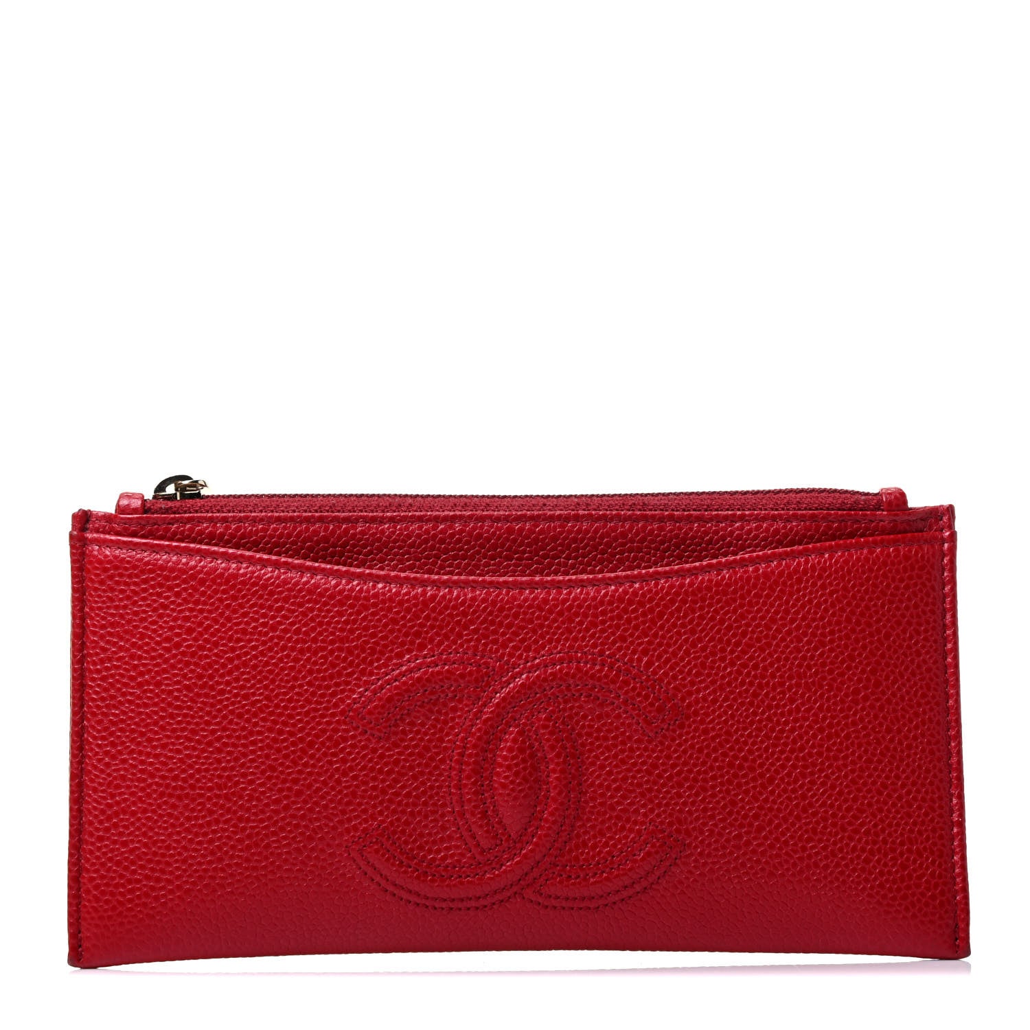 Chanel Caviar CC Classic Zip Pouch Red 1 of 4