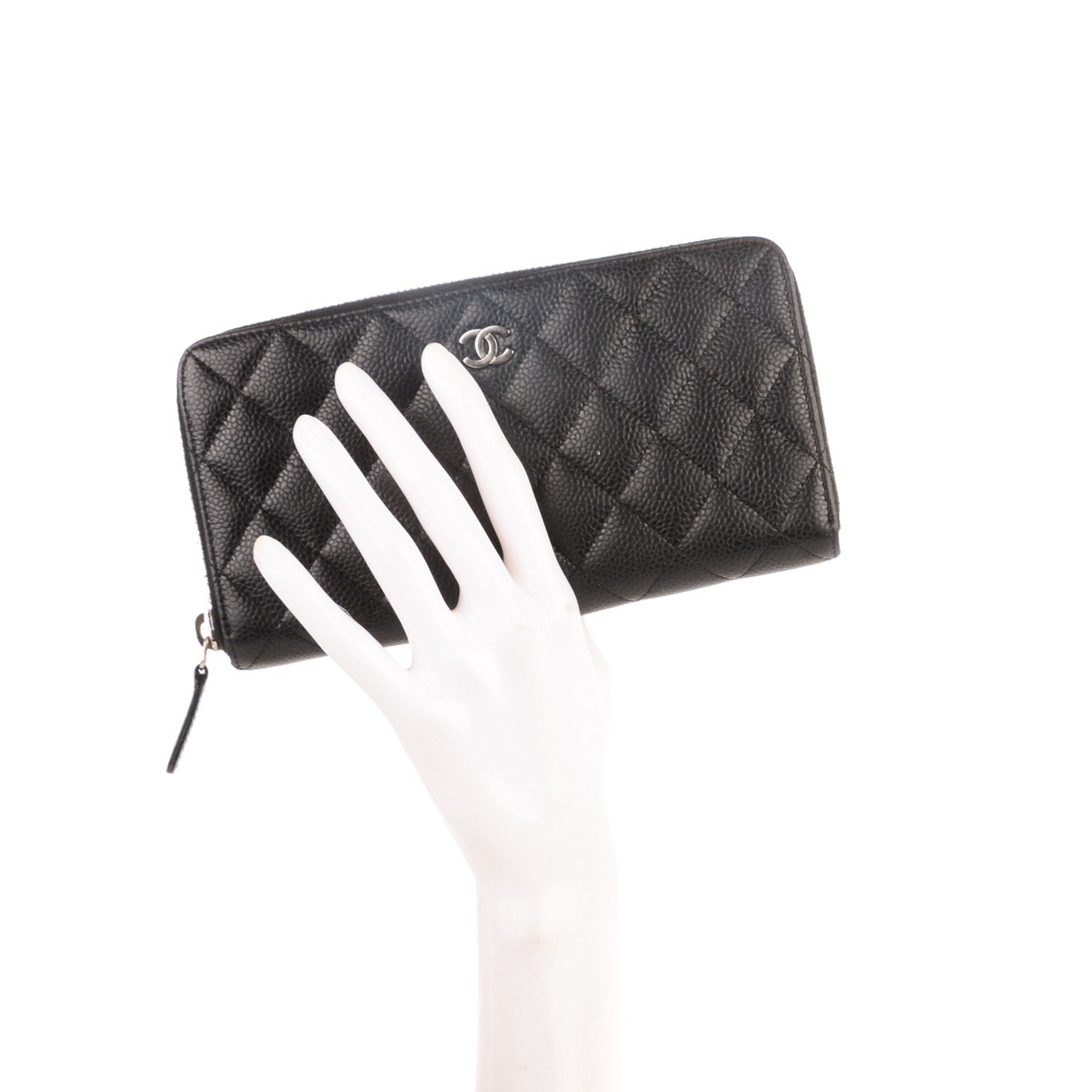 Chanel Caviar Quilted Large Gusset Zip Around Wallet Black 2 of 8