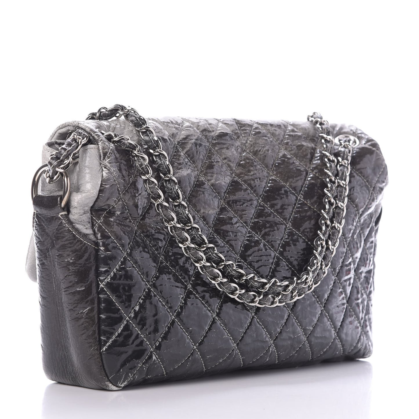 Vinyl Quilted Jumbo Melrose Degrade Flap Black