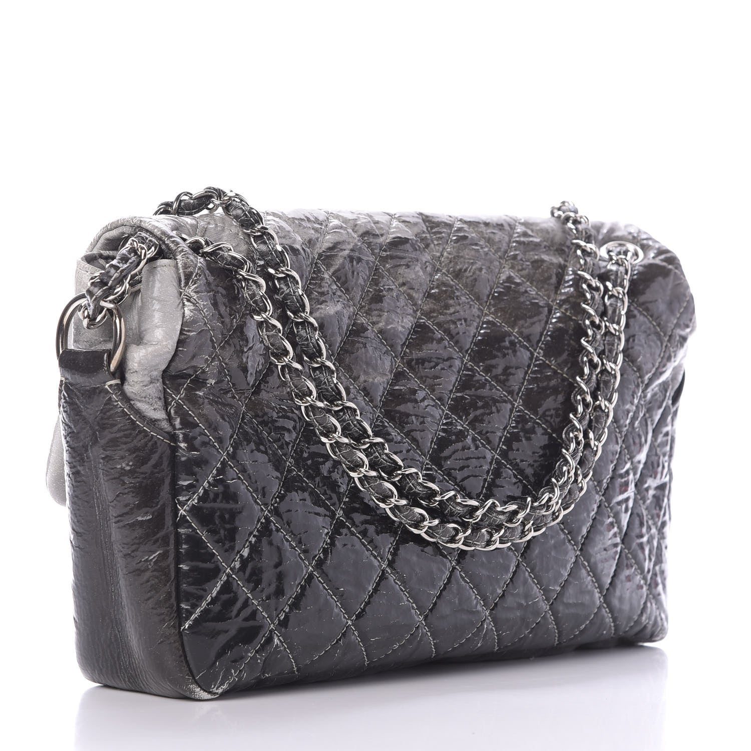Chanel Vinyl Quilted Jumbo Melrose Degrade Flap Black 3 of 15