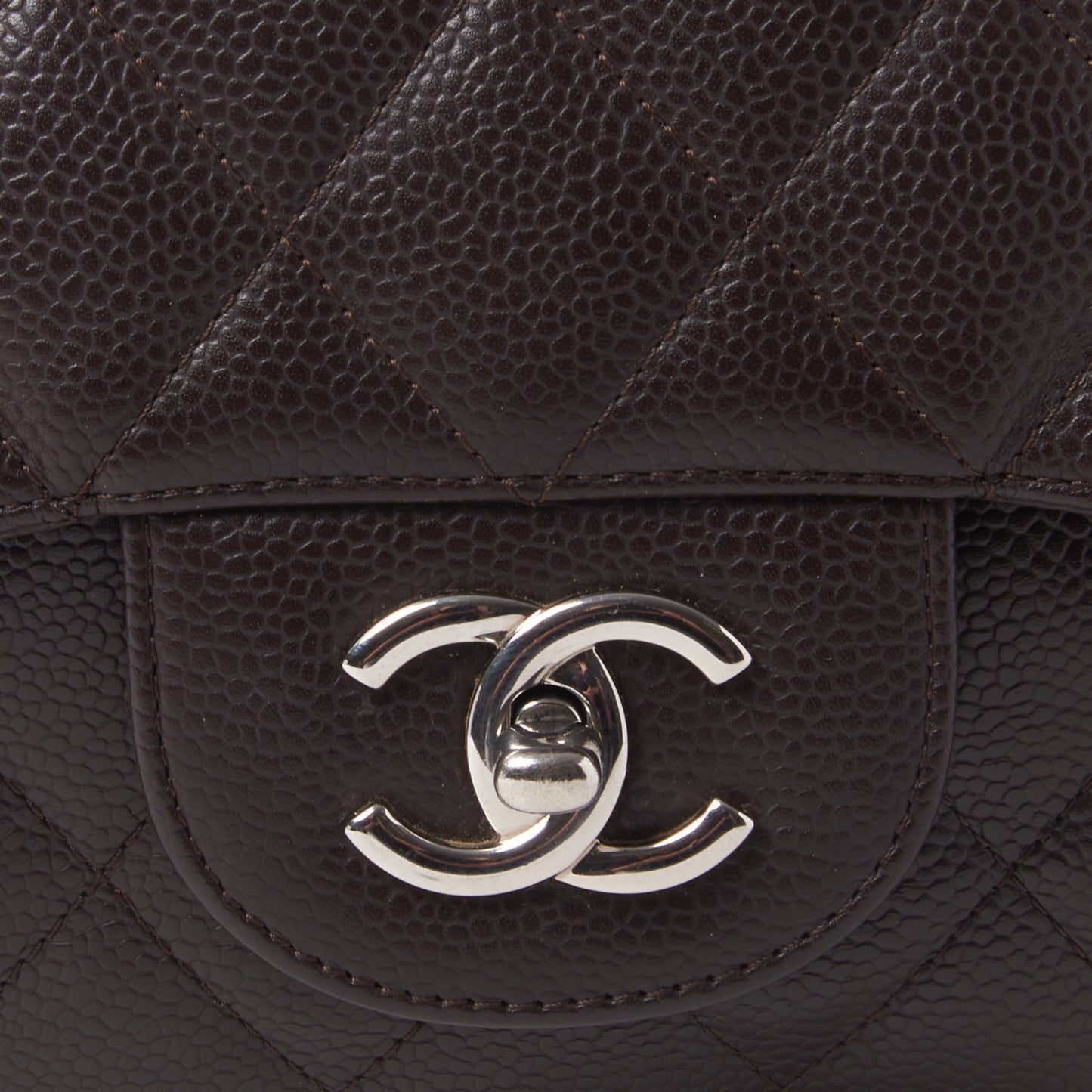 Caviar Quilted Jumbo Single Flap Brown