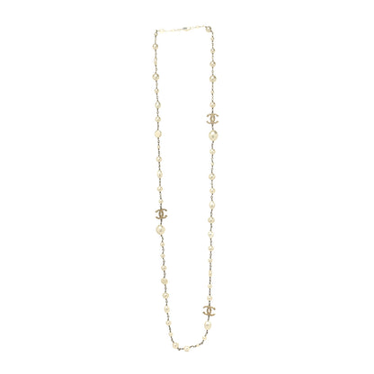 Chanel Graduated Pearl CC Long Necklace Gold 3 of 5